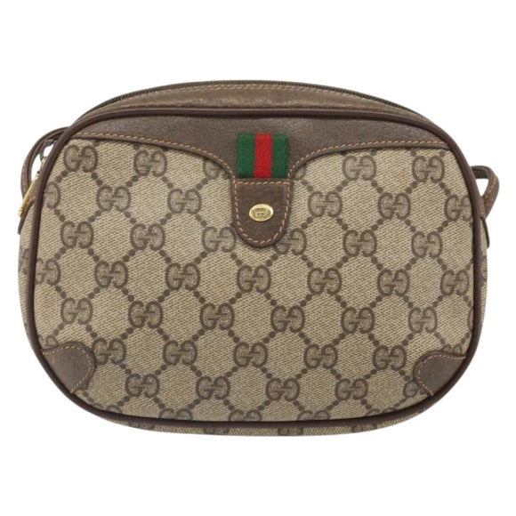 GUCCI GG Supreme Web Sherry Line Shoulder Bag PVC Beige 89 02 066 Auth 170390
