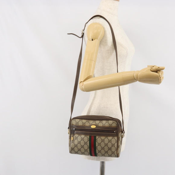 GUCCI GG Supreme Web Sherry Line Shoulder Bag PVC Beige 010 378 Auth 170391