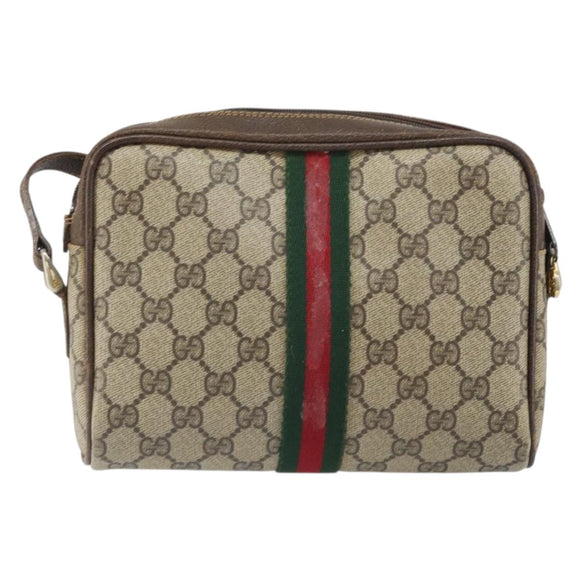 GUCCI GG Supreme Web Sherry Line Shoulder Bag PVC Beige 010 378 Auth 170391