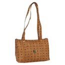 MCM Logogram Vicetos Tote Bag PVC Brown Gold Auth 170393-1