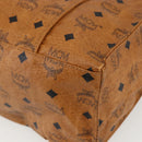 MCM Logogram Vicetos Tote Bag PVC Brown Gold Auth 170393-10