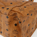 MCM Logogram Vicetos Tote Bag PVC Brown Gold Auth 170393-12