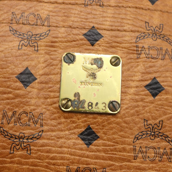 MCM Logogram Vicetos Tote Bag PVC Brown Gold Auth 170393