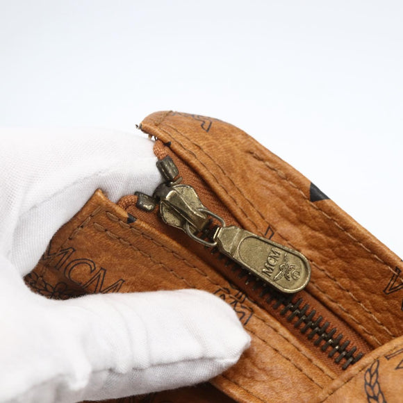 MCM Logogram Vicetos Tote Bag PVC Brown Gold Auth 170393