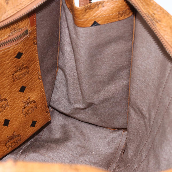 MCM Logogram Vicetos Tote Bag PVC Brown Gold Auth 170393
