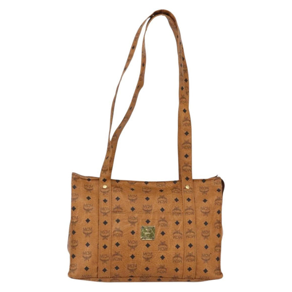MCM Logogram Vicetos Tote Bag PVC Brown Gold Auth 170393