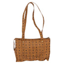 MCM Logogram Vicetos Tote Bag PVC Brown Gold Auth 170393-3