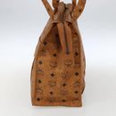 MCM Logogram Vicetos Tote Bag PVC Brown Gold Auth 170393-5