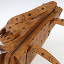 MCM Logogram Vicetos Tote Bag PVC Brown Gold Auth 170393-6