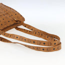 MCM Logogram Vicetos Tote Bag PVC Brown Gold Auth 170393-7