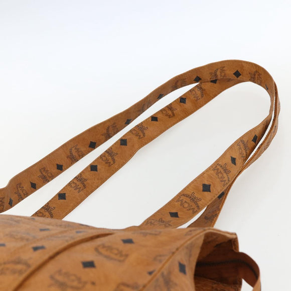 MCM Logogram Vicetos Tote Bag PVC Brown Gold Auth 170393