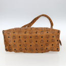 MCM Logogram Vicetos Tote Bag PVC Brown Gold Auth 170393-9