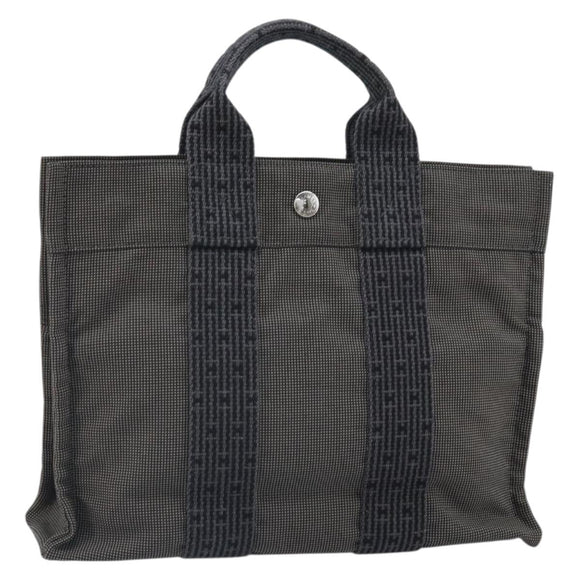 HERMES Her Line PM Hand Bag Canvas Gray Auth 170395