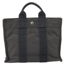 HERMES Her Line PM Hand Bag Canvas Gray Auth 170395-13