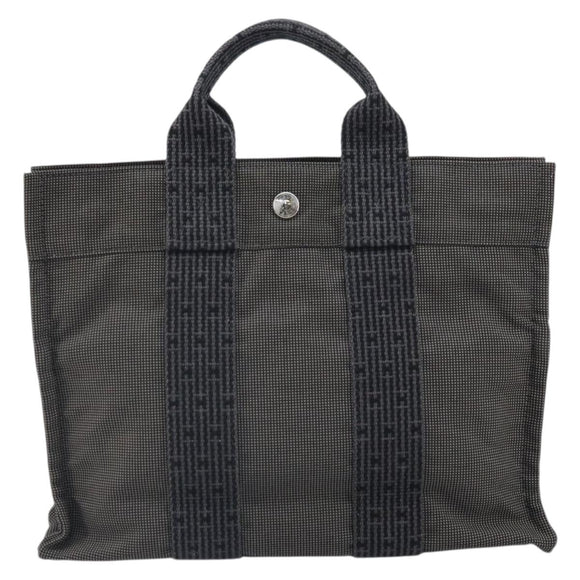 HERMES Her Line PM Hand Bag Canvas Gray Auth 170395