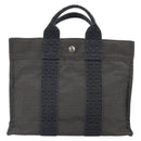 HERMES Her Line PM Hand Bag Canvas Gray Auth 170395-2