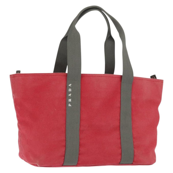 PRADA Sports Tote Bag Canvas Red Auth 170399