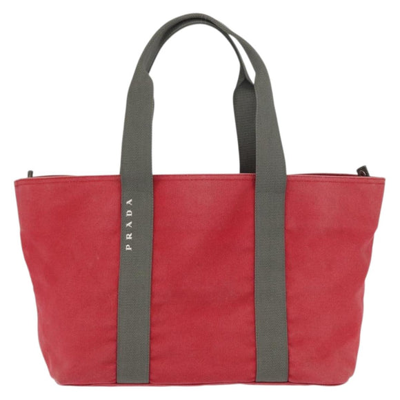 PRADA Sports Tote Bag Canvas Red Auth 170399