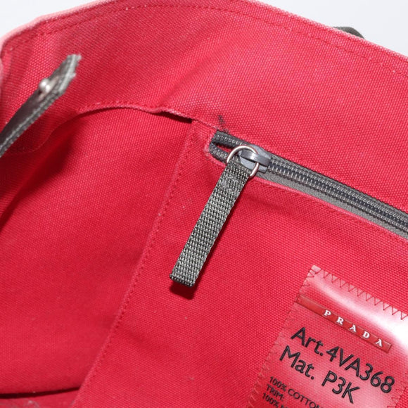 PRADA Sports Tote Bag Canvas Red Auth 170399