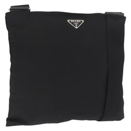 PRADA Shoulder Bag Nylon Black Silver Auth 170400