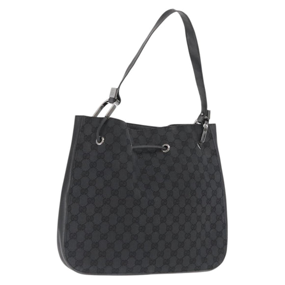 GUCCI GG Canvas Shoulder Bag Black Silver 001 3746 Auth 170401