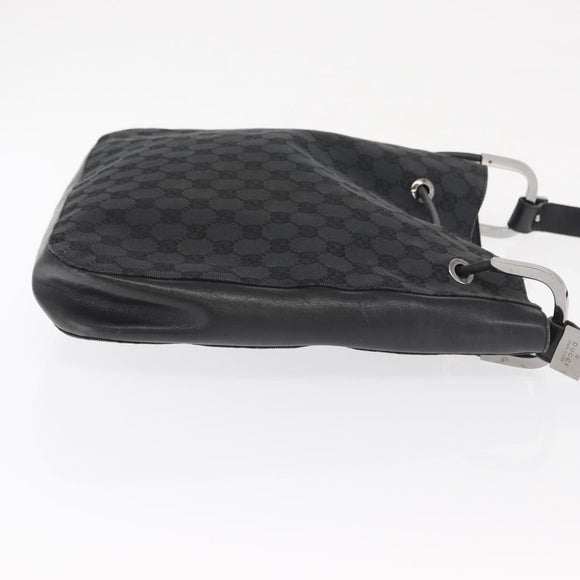 GUCCI GG Canvas Shoulder Bag Black Silver 001 3746 Auth 170401