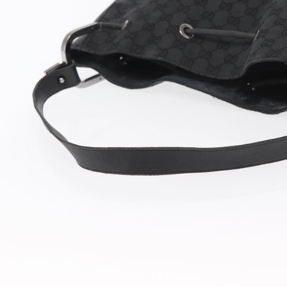 GUCCI GG Canvas Shoulder Bag Black Silver 001 3746 Auth 170401