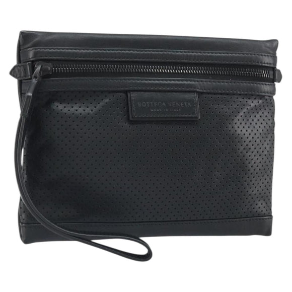 BOTTEGA VENETA Hand Bag Leather Black Auth 170403