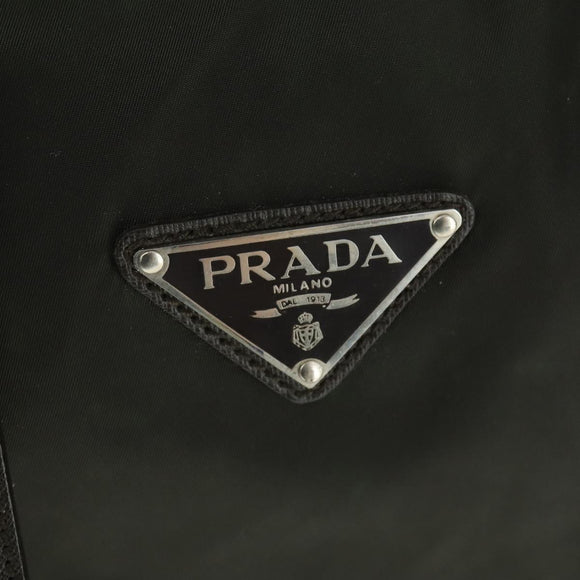 PRADA Boston Bag Nylon Khaki Silver Auth 170405