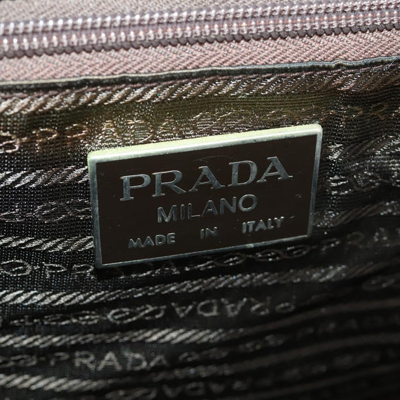 PRADA Boston Bag Nylon Khaki Silver Auth 170405