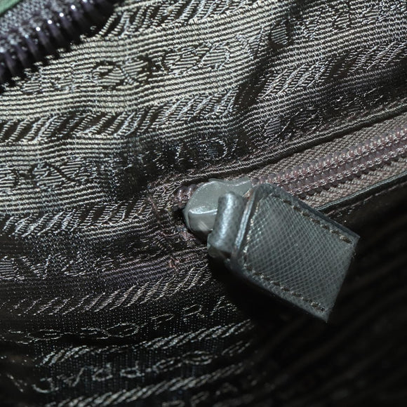 PRADA Boston Bag Nylon Khaki Silver Auth 170405