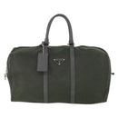 PRADA Boston Bag Nylon Khaki Silver Auth 170405-13