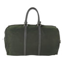 PRADA Boston Bag Nylon Khaki Silver Auth 170405-2