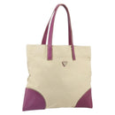 PRADA Tote Bag Canvas Beige Silver Auth 170406-1