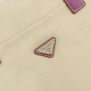 PRADA Tote Bag Canvas Beige Silver Auth 170406-18