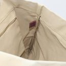 PRADA Tote Bag Canvas Beige Silver Auth 170406-19