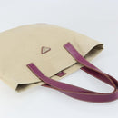 PRADA Tote Bag Canvas Beige Silver Auth 170406-6