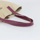 PRADA Tote Bag Canvas Beige Silver Auth 170406-7