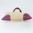 PRADA Tote Bag Canvas Beige Silver Auth 170406-5