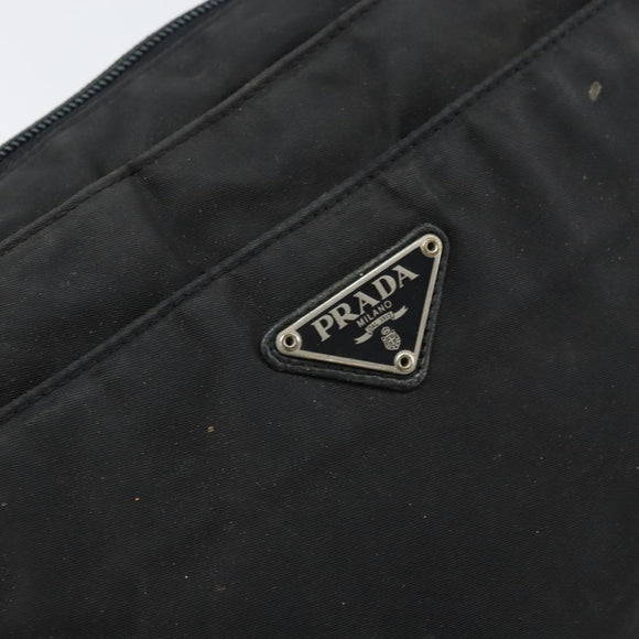 PRADA Shoulder Bag Nylon Black Silver Auth 170408