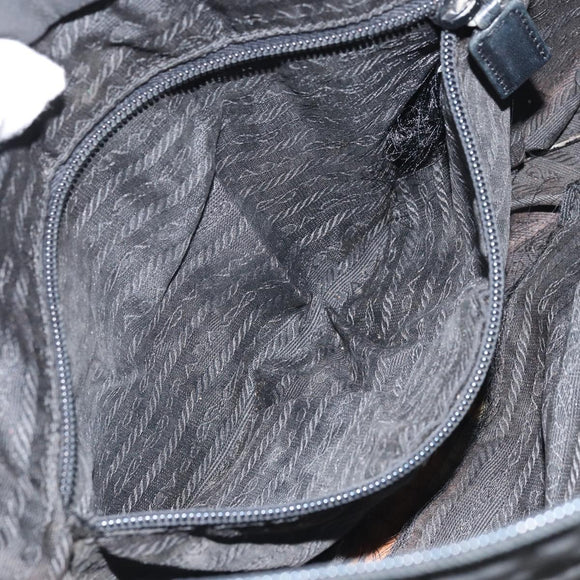PRADA Shoulder Bag Nylon Black Silver Auth 170408
