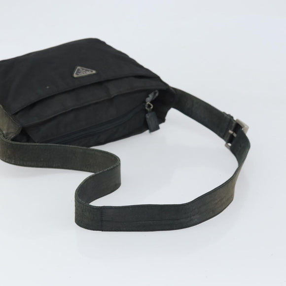 PRADA Shoulder Bag Nylon Black Silver Auth 170408