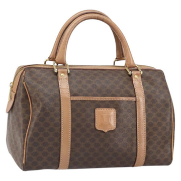 CELINE Macadam Canvas Hand Bag PVC Leather Brown Gold Auth 170409