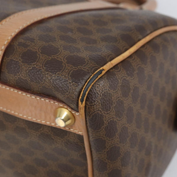 CELINE Macadam Canvas Hand Bag PVC Leather Brown Gold Auth 170409