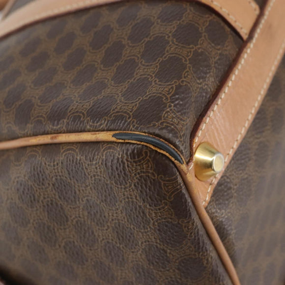 CELINE Macadam Canvas Hand Bag PVC Leather Brown Gold Auth 170409
