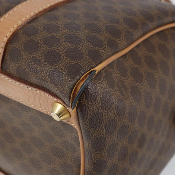 CELINE Macadam Canvas Hand Bag PVC Leather Brown Gold Auth 170409