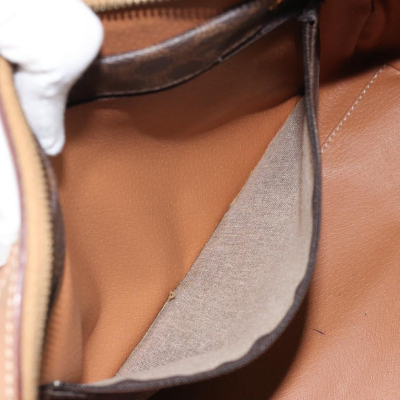 CELINE Macadam Canvas Hand Bag PVC Leather Brown Gold Auth 170409
