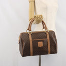 CELINE Macadam Canvas Hand Bag PVC Leather Brown Gold Auth 170409-22