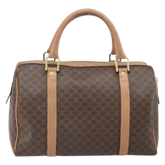 CELINE Macadam Canvas Hand Bag PVC Leather Brown Gold Auth 170409