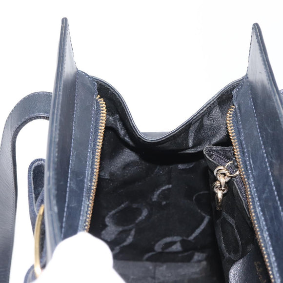 Salvatore Ferragamo Vala Ribbon Shoulder Bag Leather Navy Gold Auth 170410